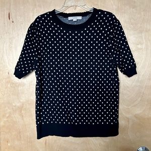 Cute black sweater tee with polka dots!